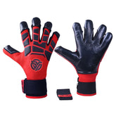 nexus-soccer-goalkeeper-gloves-size-10-front.jpg" - Alt text: "Nexus Soccer Goalkeeper Gloves Size 10, featuring 3D rubber punch zone and 4mm German latex in Red and Black color scheme