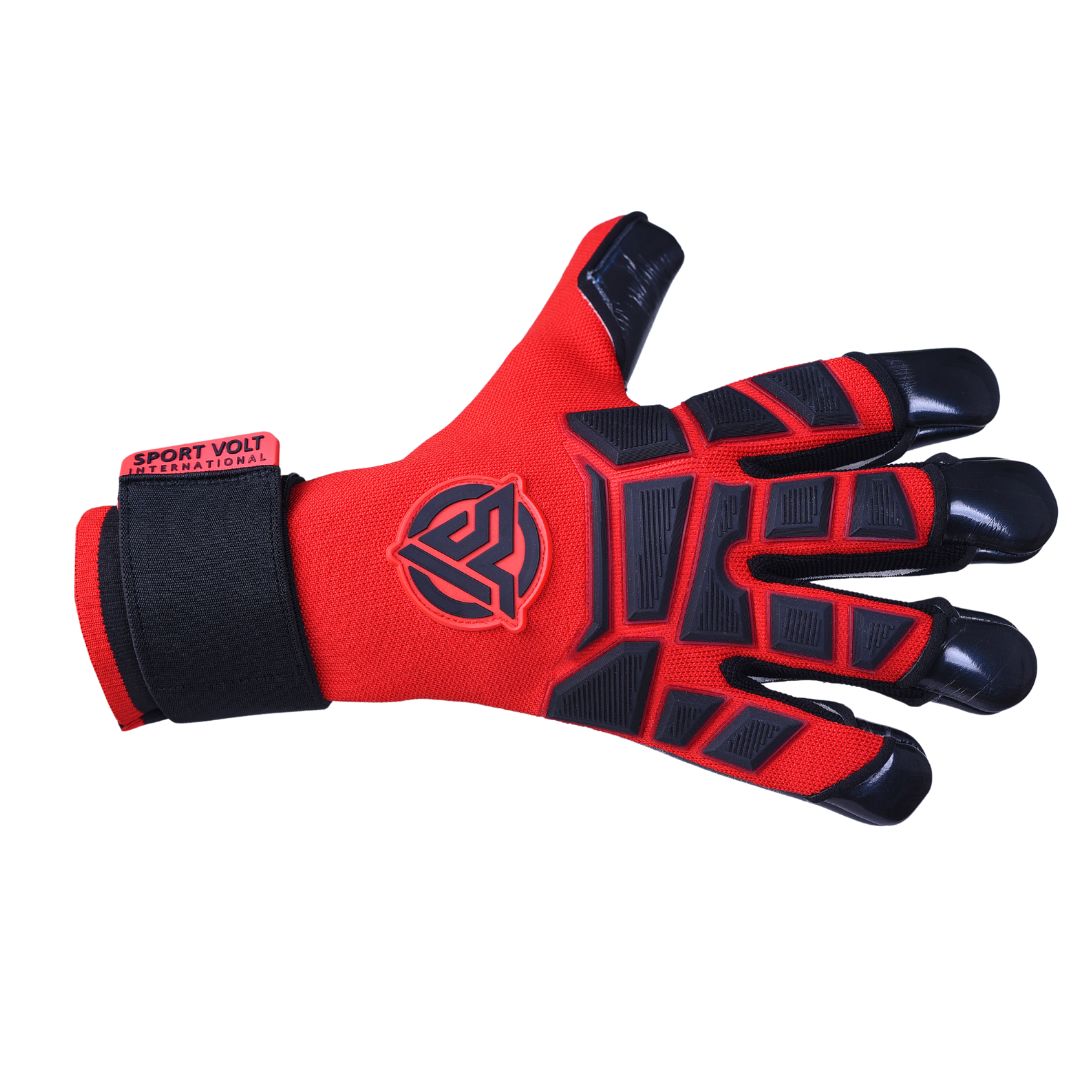 nexus-soccer-goalkeeper-gloves-size-10-front.jpg" - Alt text: "Nexus Soccer Goalkeeper Gloves Size 10, featuring 3D rubber punch zone and 4mm German latex in Red and Black color scheme